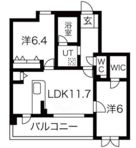 ハッピーコート飾磨(2LDK/2階)の間取り写真