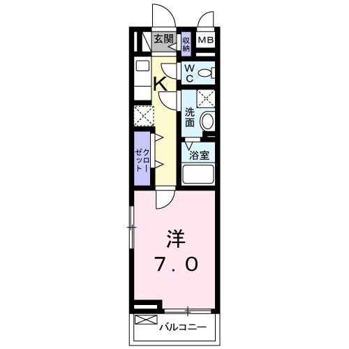 プリティー堺(1K/3階)の間取り写真