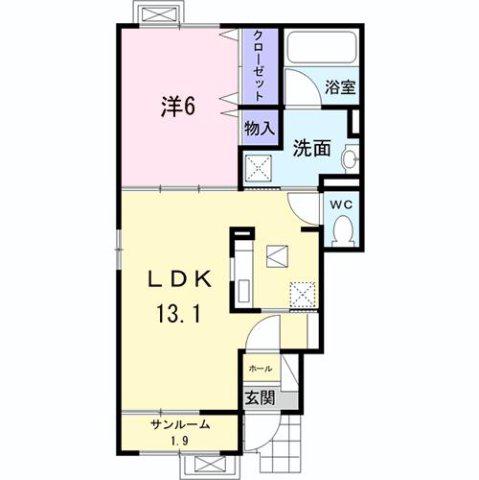 タカオカ・シュロス(1LDK/1階)の間取り写真