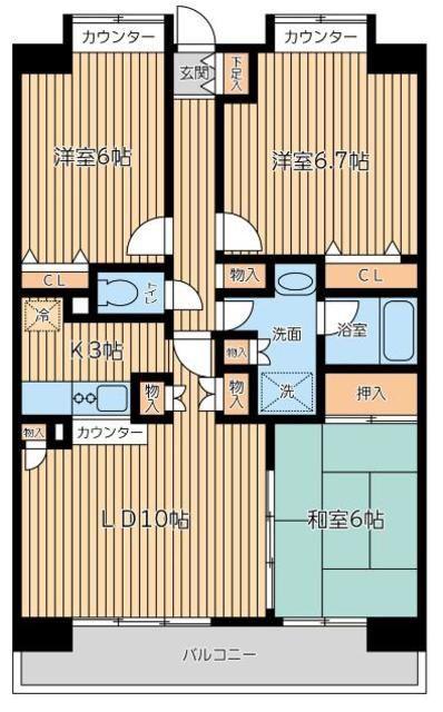 CITY SPIRE西葛西(3LDK/3階)の間取り写真