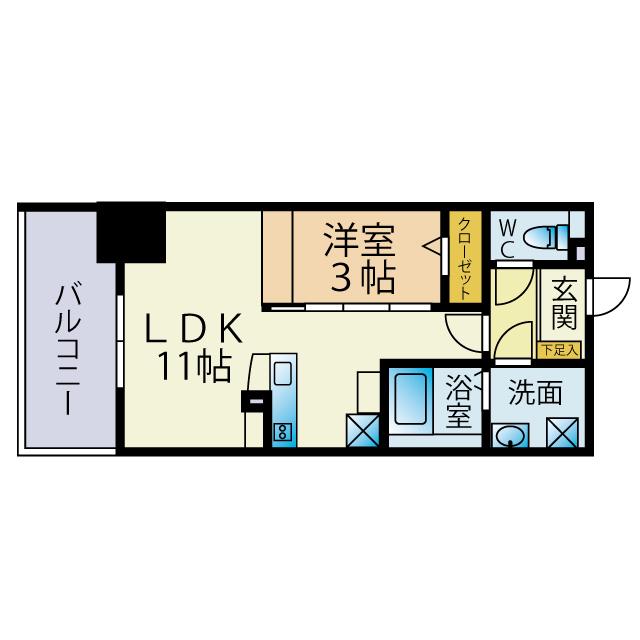 ファーメリー那の川(1LDK/8階)の間取り写真