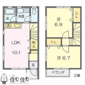 ミモザMI(2LDK/1階)の間取り写真