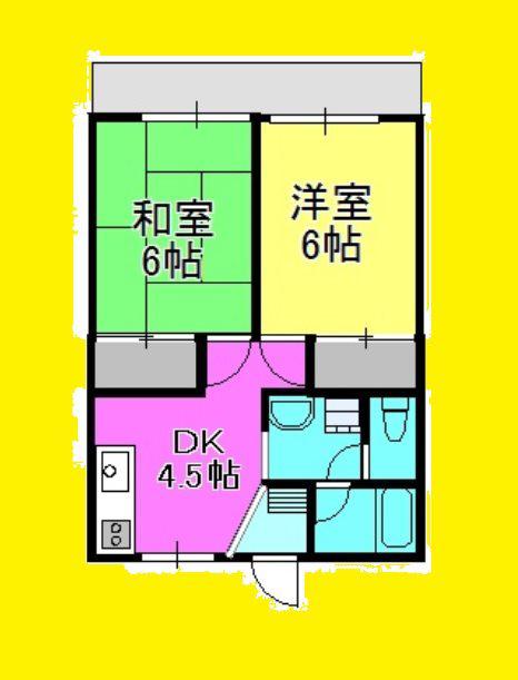 グレージュキャッスル2(2DK/2階)の間取り写真