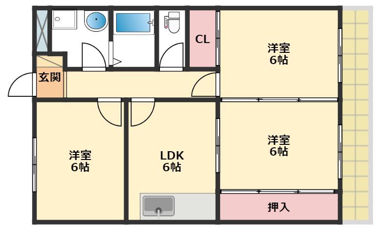 YKRシャンボール(3DK/2階)の間取り写真