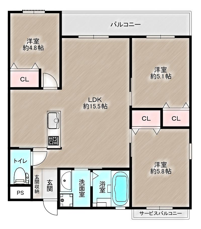 LAULEA(3LDK/3階)の間取り写真