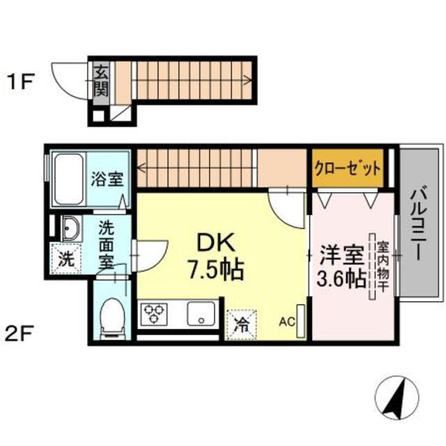 エクセリア高島平I(1DK/2階)の間取り写真