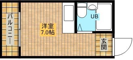 GREEN(ワンルーム/1階)の間取り写真