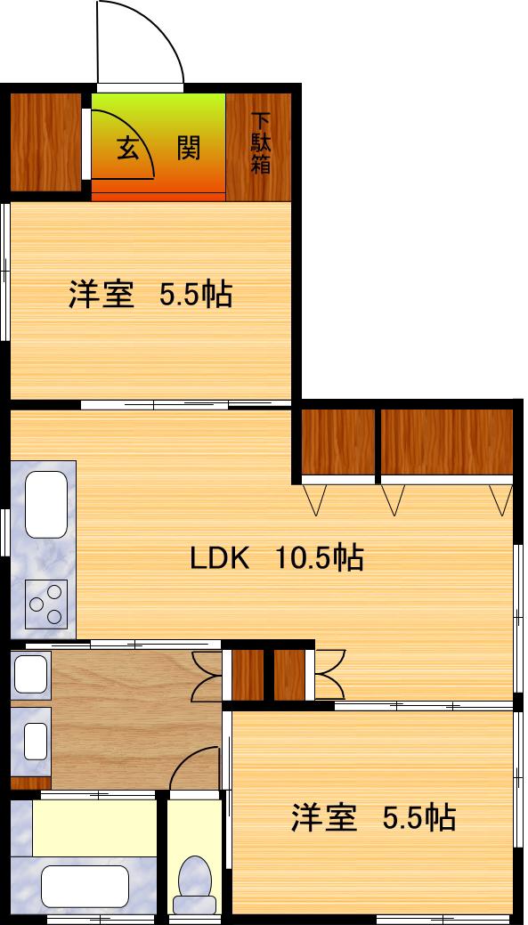 メゾンコート中野(2LDK/1階)の間取り写真