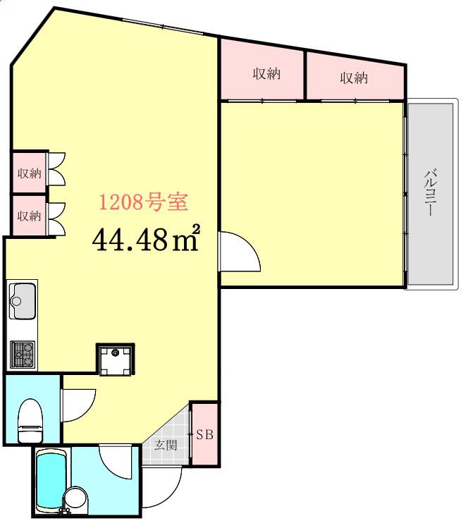 梅里大同マンション(1LDK/12階)の間取り写真