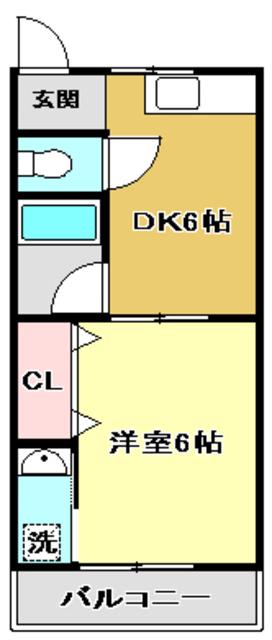 ドリームハウス(1DK/2階)の間取り写真