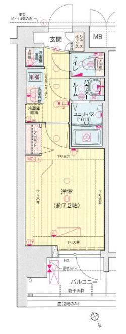 プレサンス大国町アドロッソ(1K/6階)の間取り写真