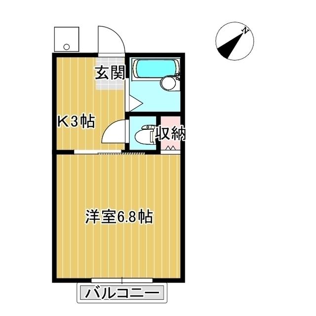 セレーネハイム第12(1K/2階)の間取り写真