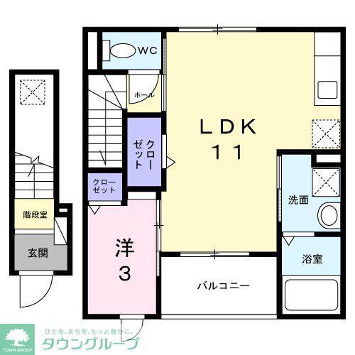 ヒカルサ東京立川(1LDK/2階)の間取り写真