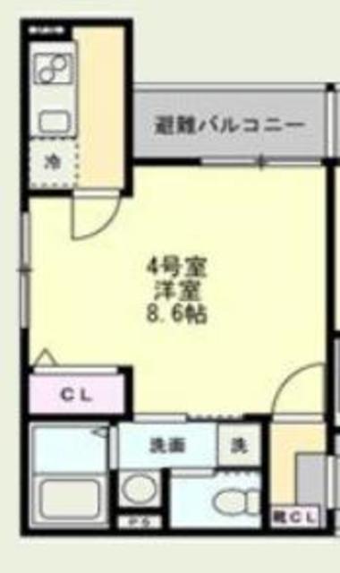 ベイルーム矢部リエート(1K/1階)の間取り写真
