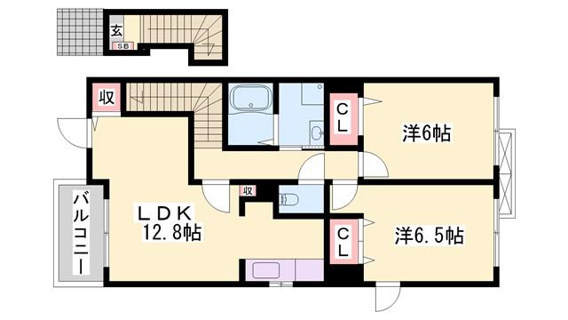 パッソ神田I(2LDK/2階)の間取り写真