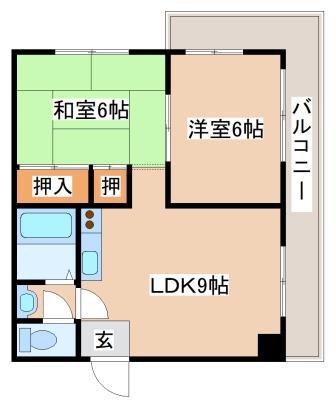 ダイバーシティ神戸長田(2LDK/3階)の間取り写真