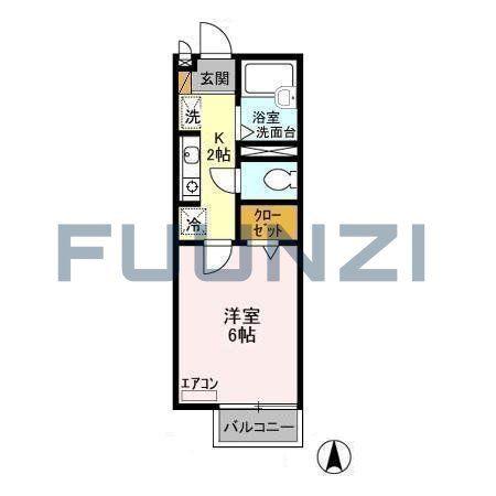 ヒルサイドテラス(1K/1階)の間取り写真