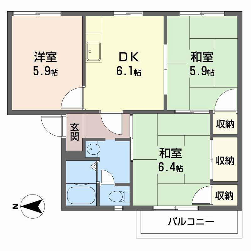 JAハイツかまえ(3DK/2階)の間取り写真