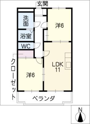 VILLA 桜ヶ丘(2LDK/3階)の間取り写真