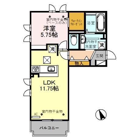 ラネオン(1LDK/1階)の間取り写真