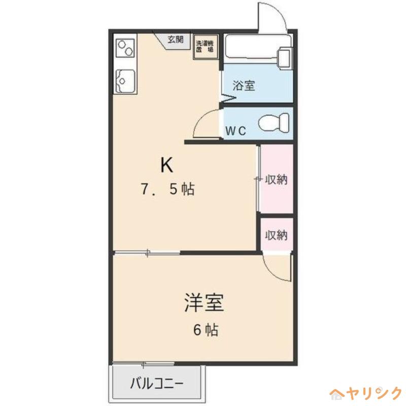 ハイツ月(1DK/2階)の間取り写真