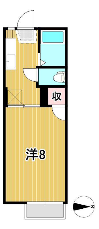 ポートピアII(1K/2階)の間取り写真