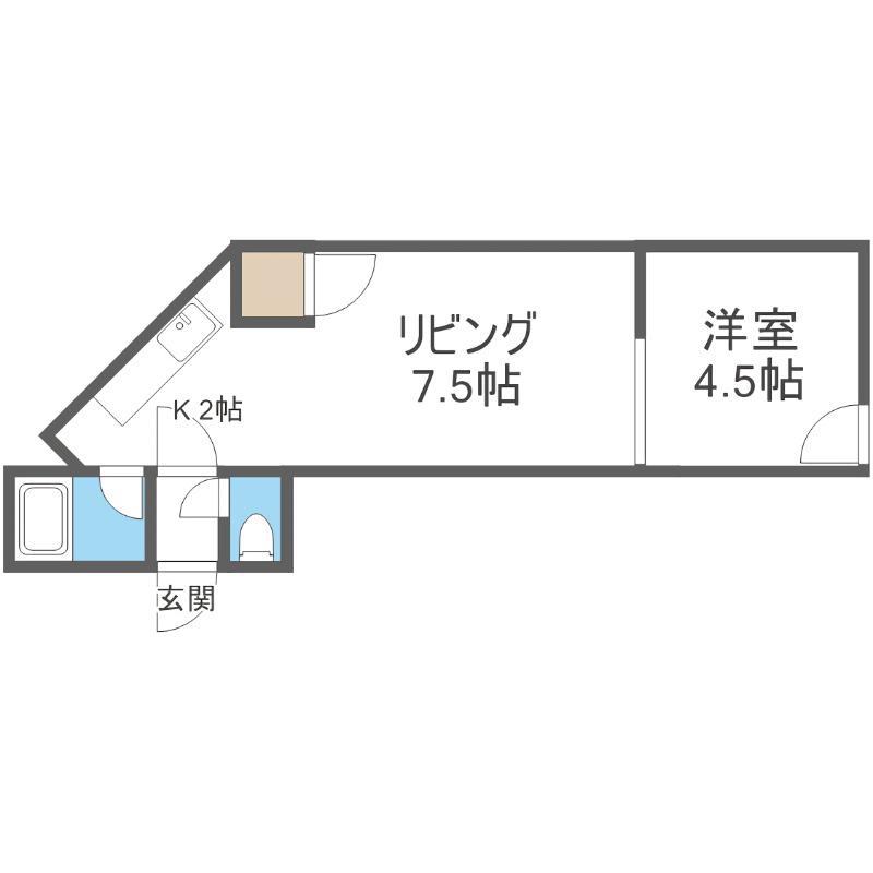 キラメック2号館(1LDK/2階)の間取り写真