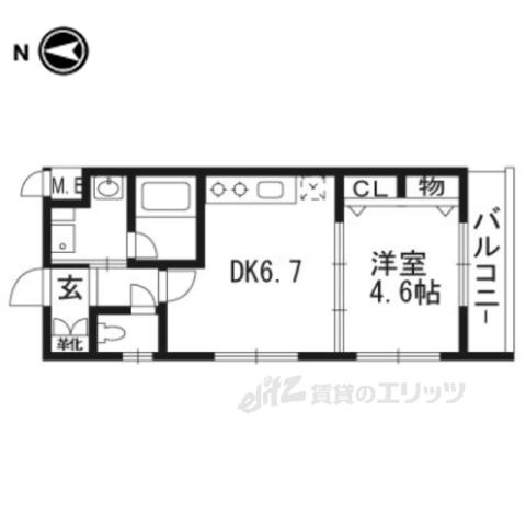 ベラジオ京都壬生ウエスト GATE(1DK/1階)の間取り写真