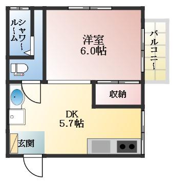 オレンジマンション(1DK/2階)の間取り写真