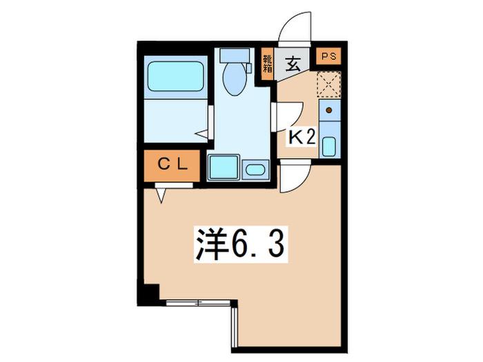 GRACE湘南平塚(1K/2階)の間取り写真