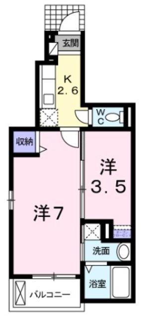 ベル テール A(2K/1階)の間取り写真