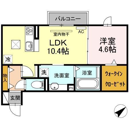 プラシード(1LDK/1階)の間取り写真