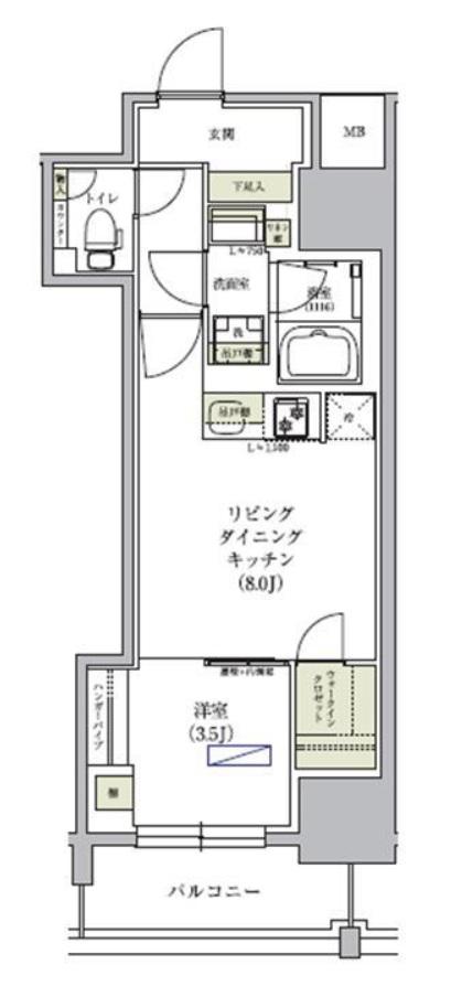 アーバネックス谷町四丁目(1LDK/13階)の間取り写真