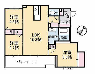 ガーデンメゾン己斐本町(3LDK/3階)の間取り写真