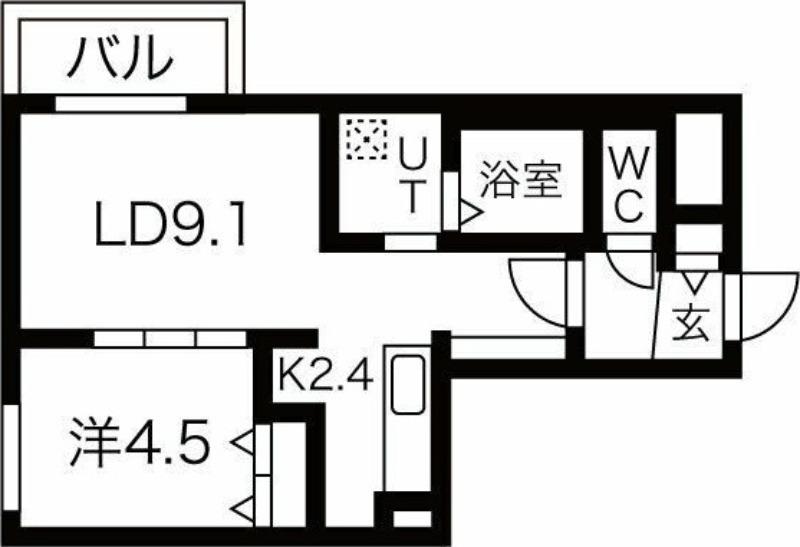 ブランシャールEK琴似(1LDK/4階)の間取り写真
