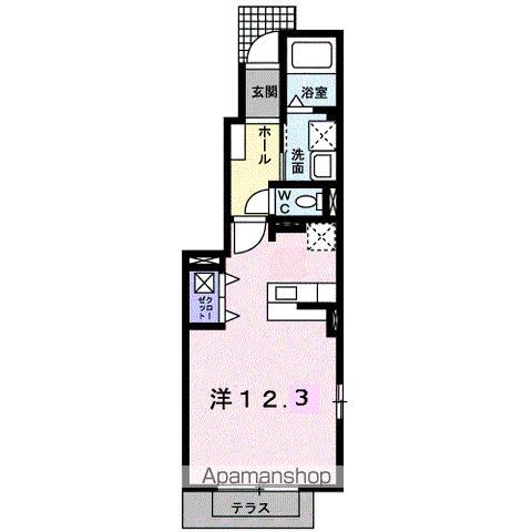 ユニゾンハウスK(ワンルーム/1階)の間取り写真