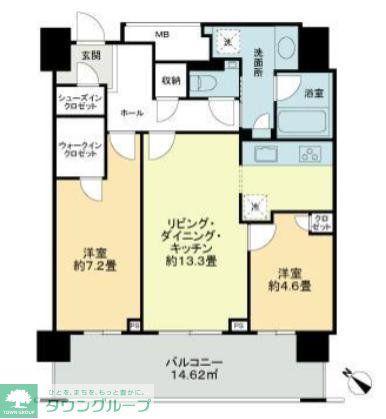 クロスエアタワー(2LDK/19階)の間取り写真