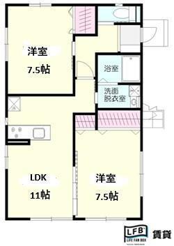 ヌーベルヴァーク I(2LDK/1階)の間取り写真
