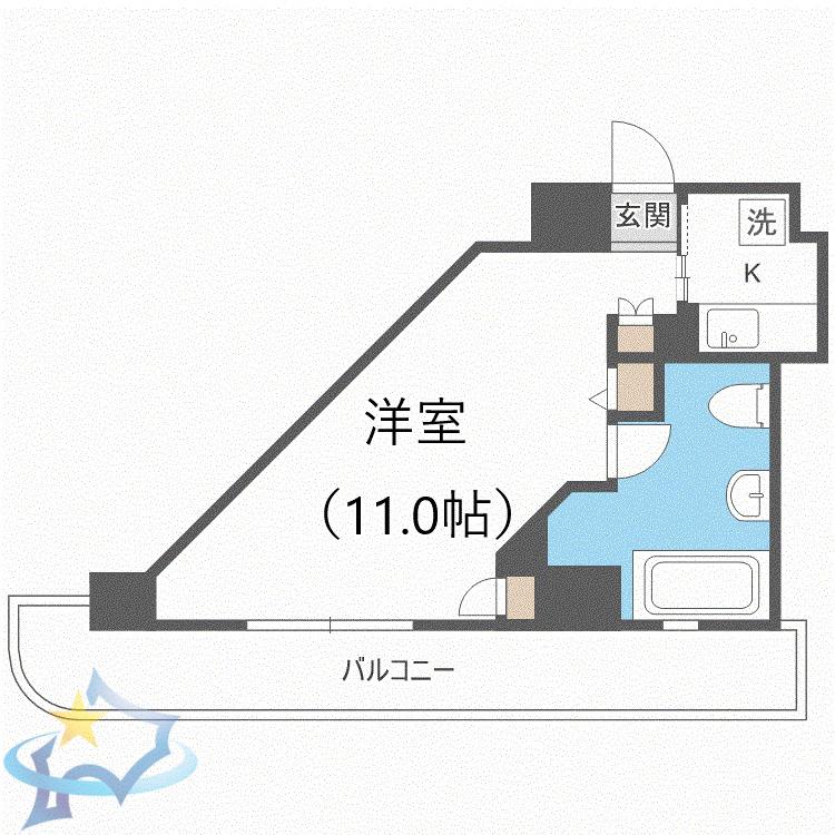 AMSTOWER南6条(1K/12階)の間取り写真