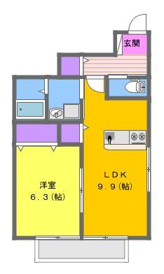 グランフォレスト(1LDK/1階)の間取り写真