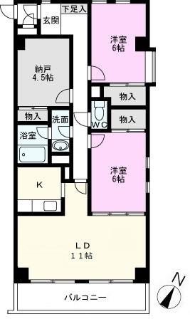 ベルフォーレ花田(2SLDK/2階)の間取り写真