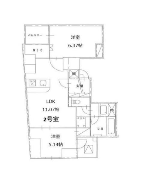 S-RESIDENCE日本橋浜町(2LDK/12階)の間取り写真