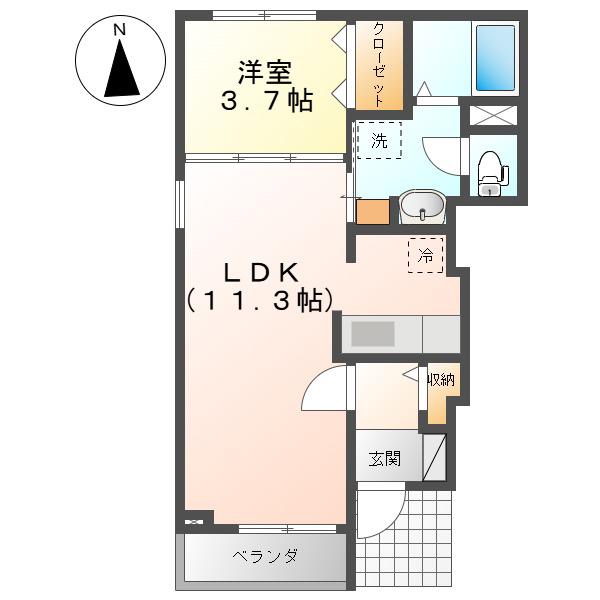 インプレスクォーターY.K(1LDK/1階)の間取り写真