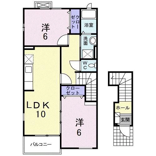 フェリーチェA(2LDK/2階)の間取り写真