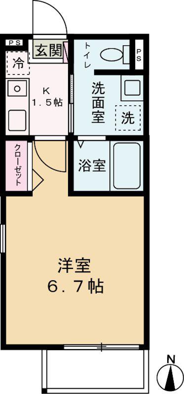 T-NEST(1K/2階)の間取り写真