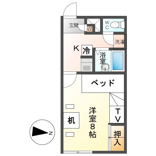 レオパレスリヴェール(1K/2階)の間取り写真