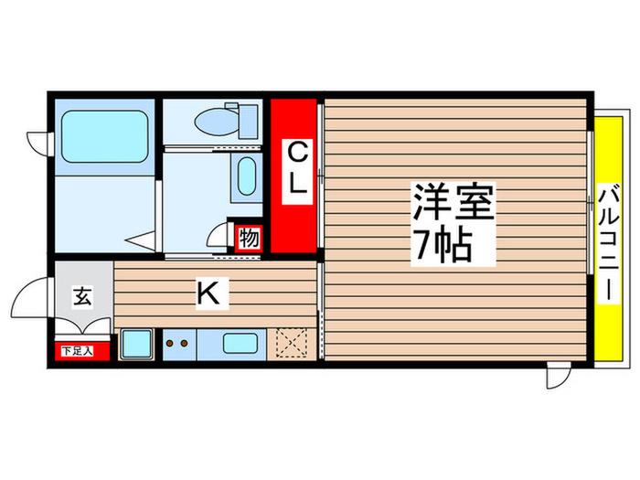 フォルス21(1K/2階)の間取り写真