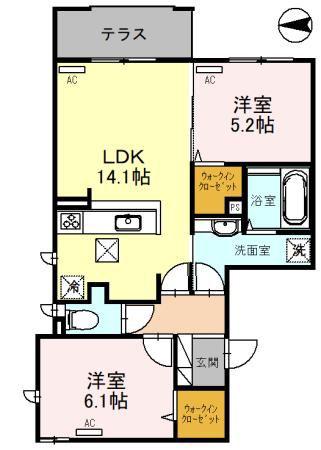 阪急京都線 総持寺駅 徒歩11分 3階建 築4年(2LDK/1階)の間取り写真