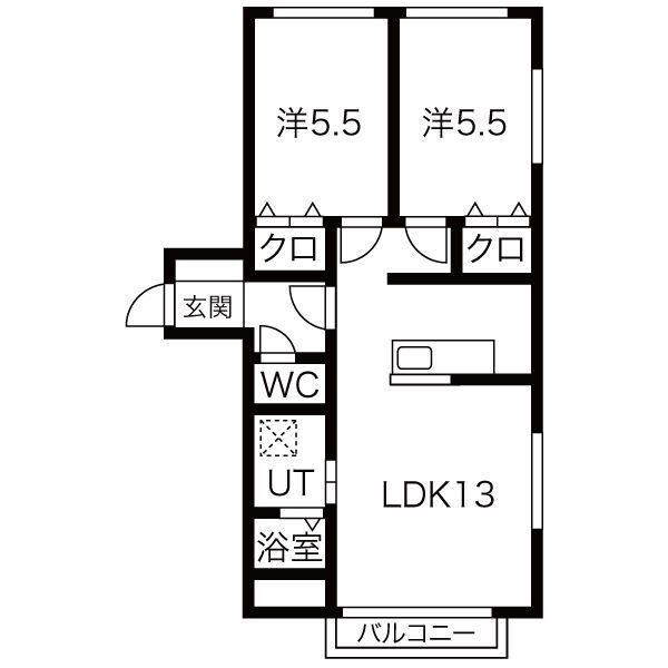 パルティールTM LSE(2LDK/1階)の間取り写真