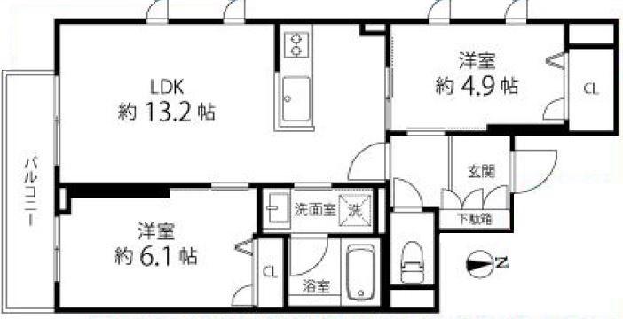 LIETO新中野(2LDK/3階)の間取り写真